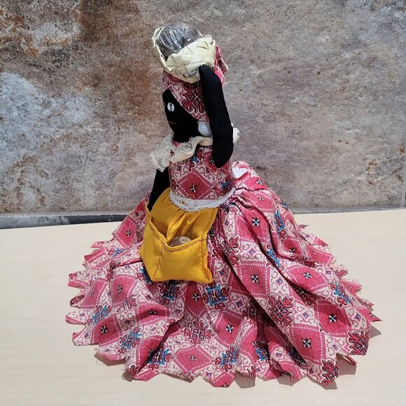 Vintage Grenada Cloth Doll Traditional Dress Spice Head Basket Spice - Picture 7 of 11